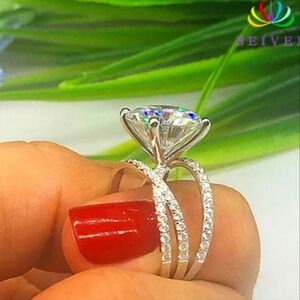 NEW 925 Sterling Silver 6 Prong Engagement Ring Bridal Gifts Elegant Statement